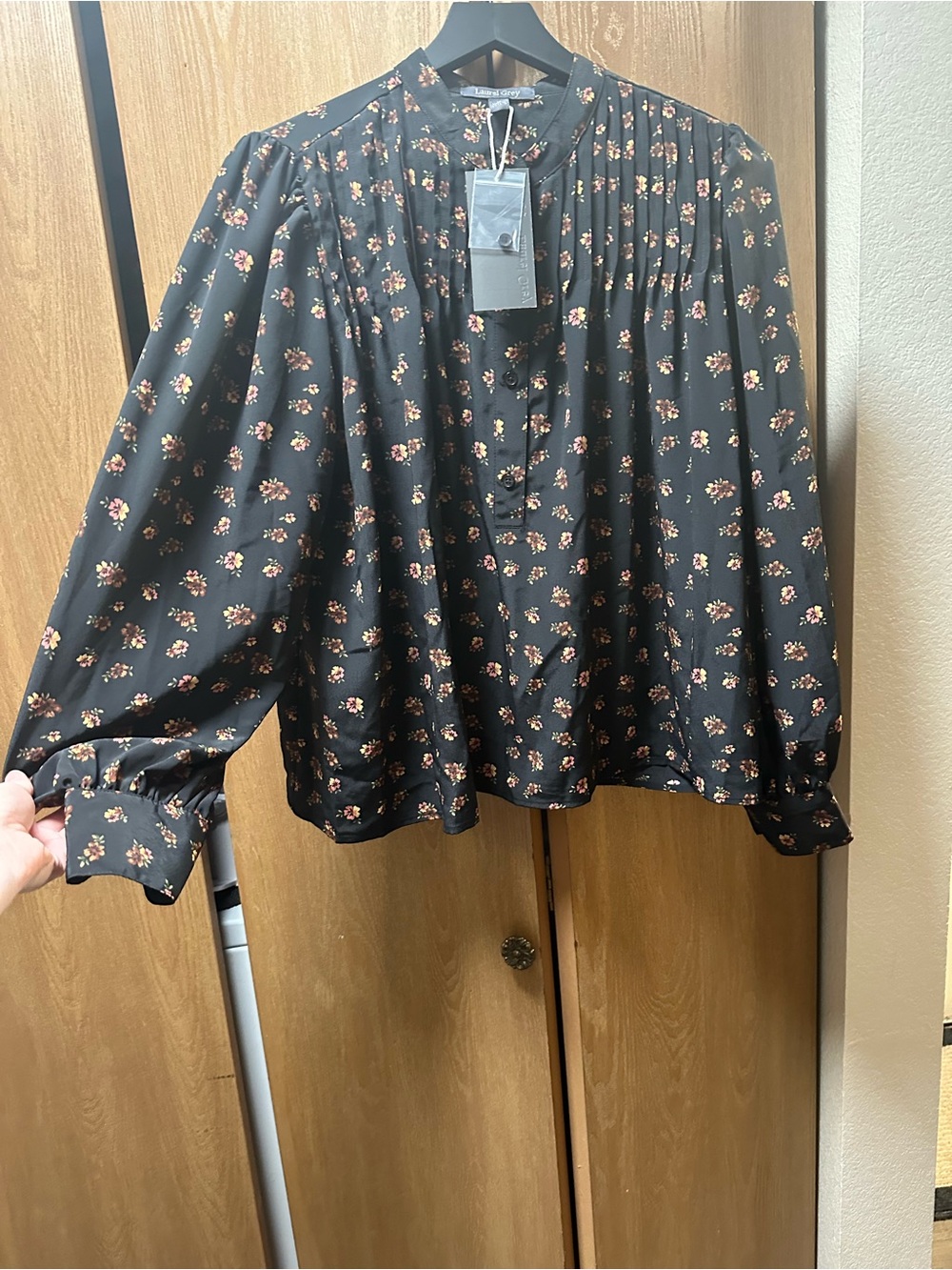 Laurel Grey Black Floral Blouse